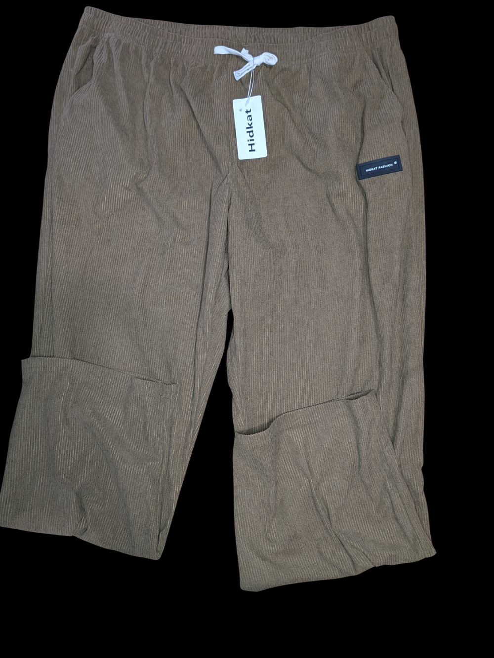 Brown Corduroy Drawstring Men's Pants